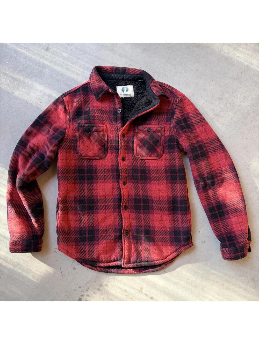 Super Soft, Warm & Comphy Weatherproof Red & Black Plaid Women's Fleece Shacket